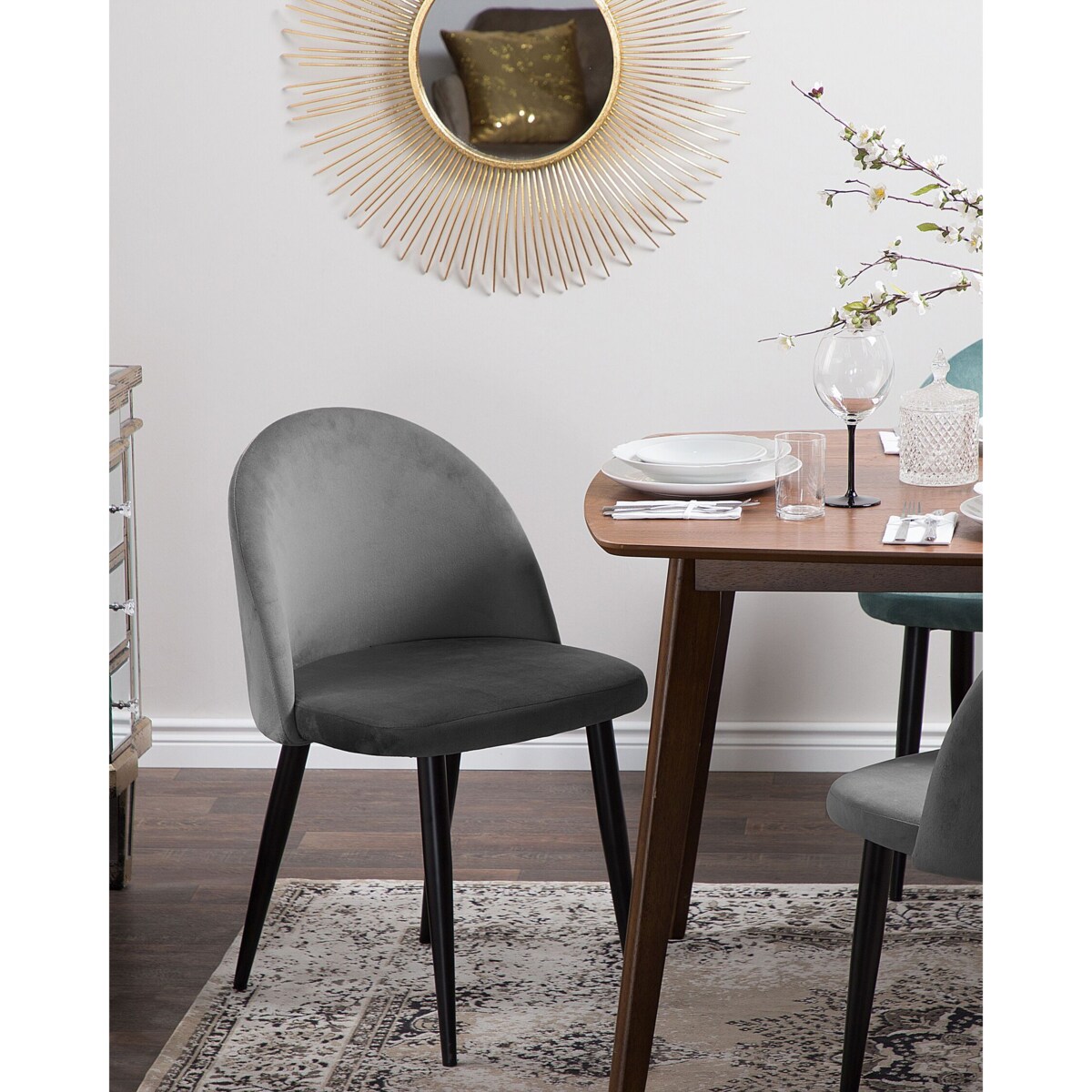 Zestaw 2 krzeseł welurowy szary VISALIA