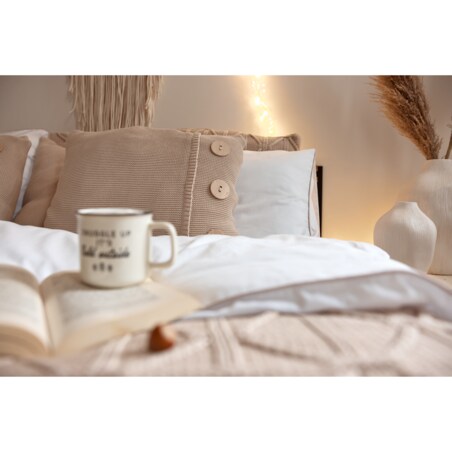 Poszewka klasyczna z guzikami beżowa, 40 x 60 cm, La Manta