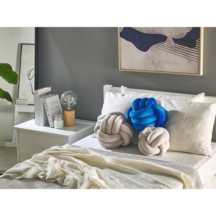 Welurowa poduszka dekoracyjna supeł 30 x 30 cm jasnoszara MALNI