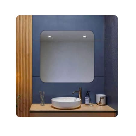 Lustro 90x90 cm Zaokrąglone Rogi Bez Oświetlenia Łazienkowe Bez Ramy