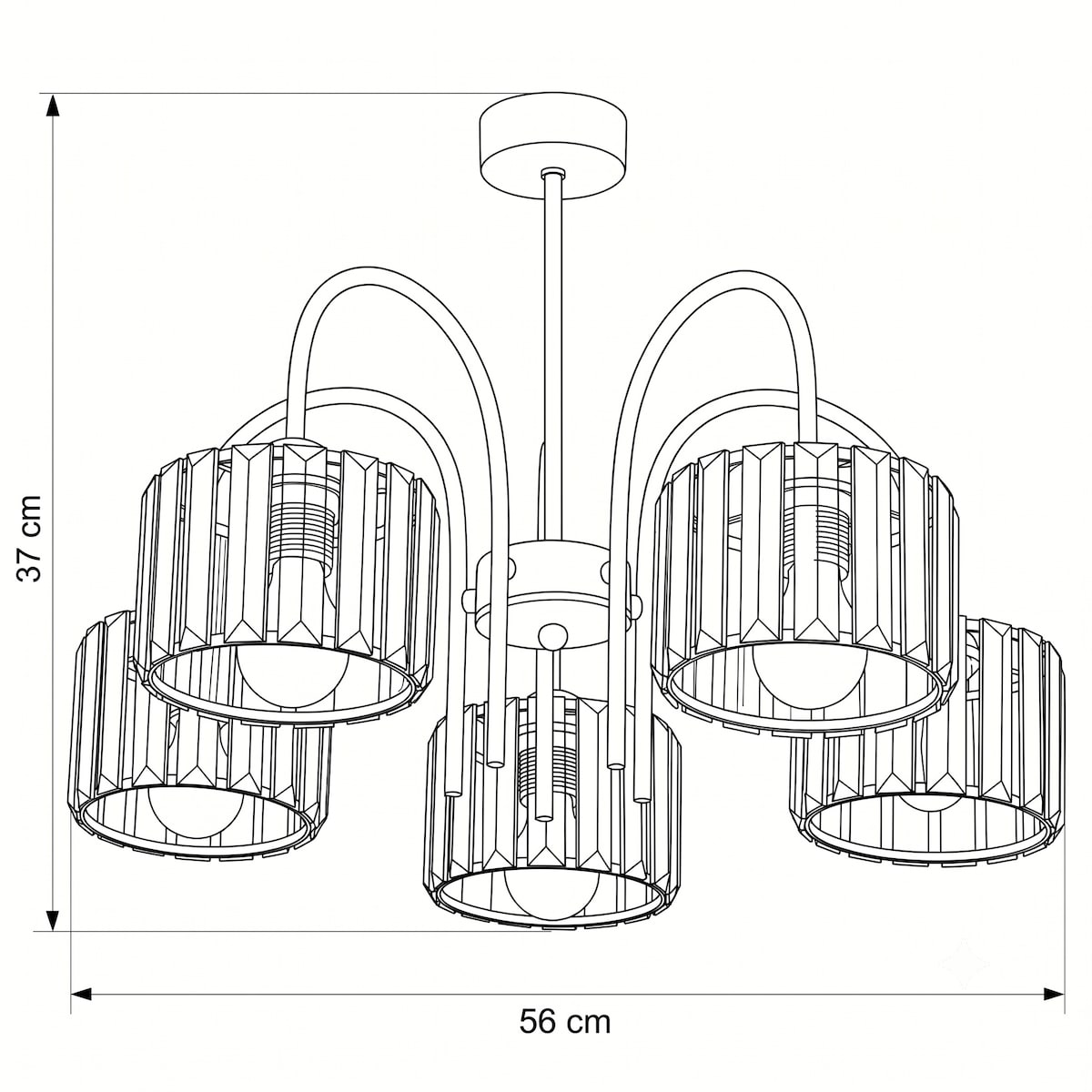 lampa sufitowa wisząca 5 punktowa edylit glamour