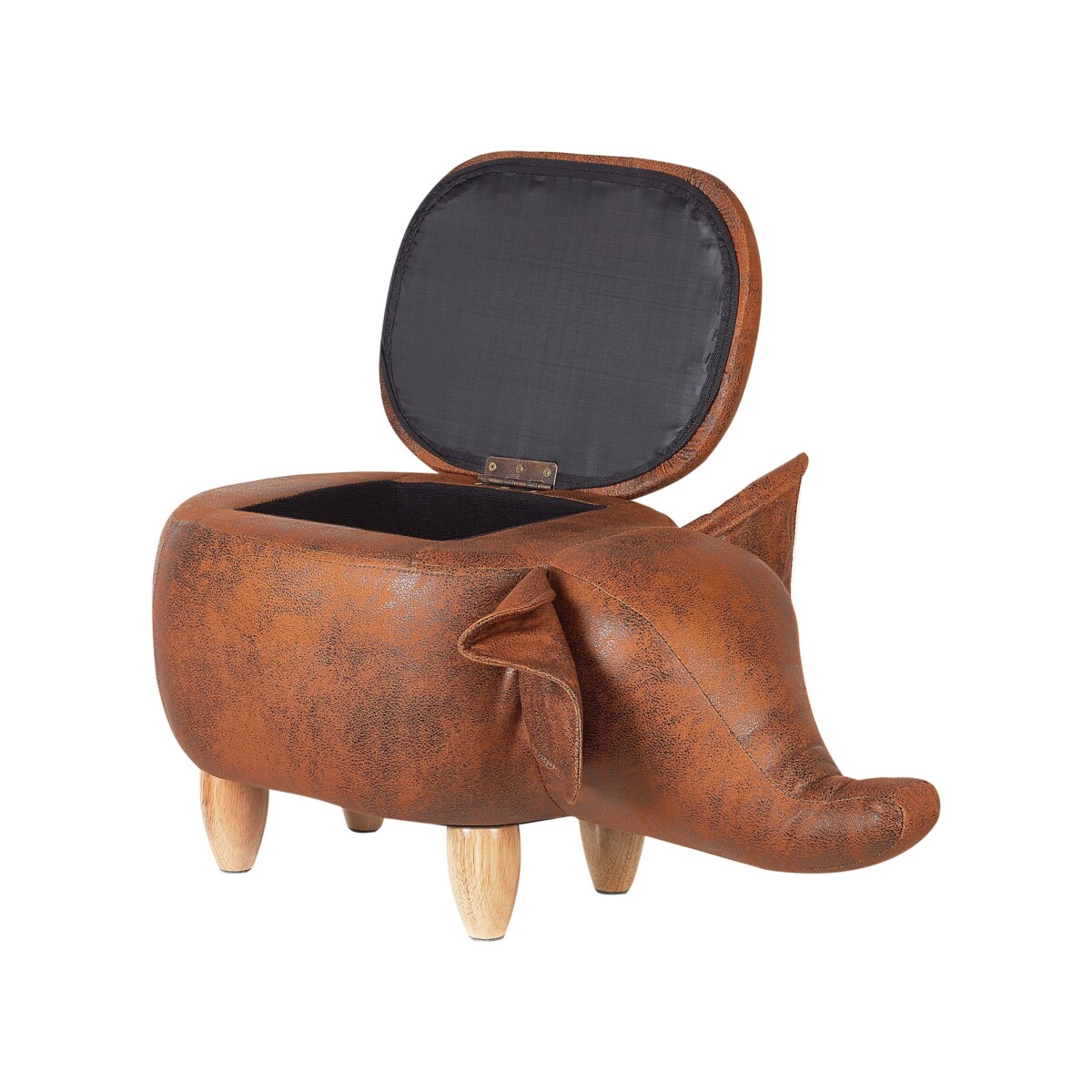 Pufa zwierzak ze schowkiem ekoskóra ciemnobrązowa ELEPHANT