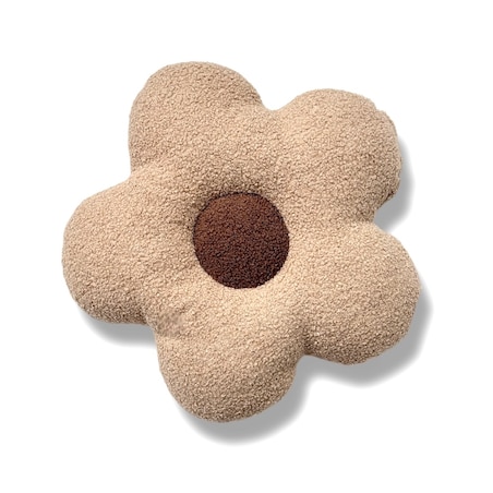 Poduszka boucle duży Kwiatek beż / brąz