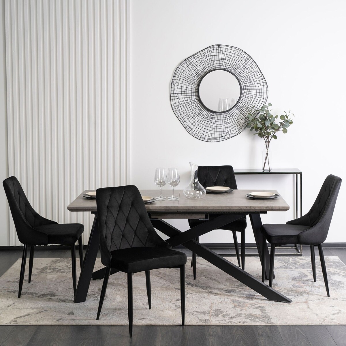 Krzesło Tapicerowane Welurowe Glamour Do Jadalni Kuchni Salonu CORK Czarne