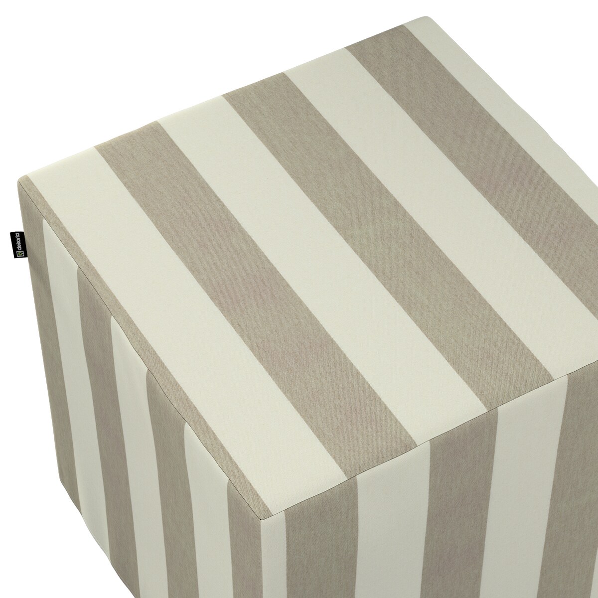 Pufa kostka, beżowo-białe pionowe pasy (5,5cm), 40 x 40 x 40 cm, Quadro