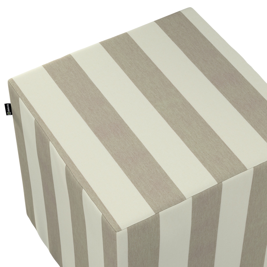 Pufa kostka, beżowo-białe pionowe pasy (5,5cm), 40 x 40 x 40 cm, Quadro