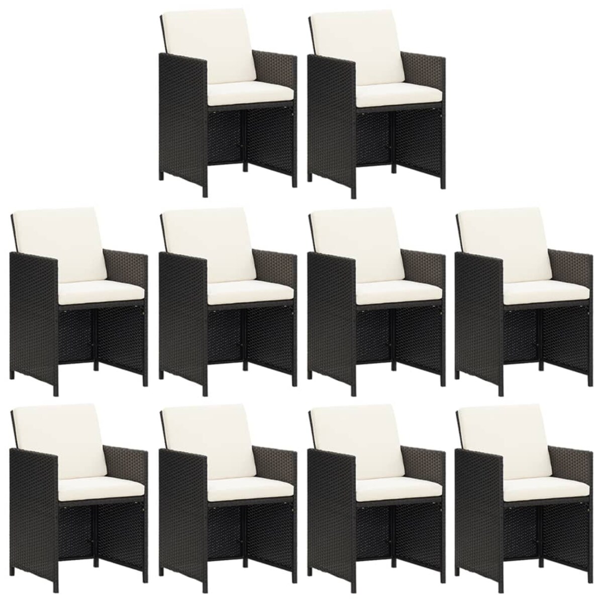 vidaXL 11-cz. zestaw mebli ogrodowych z poduszkami, polirattan, czarny