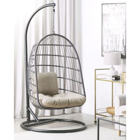 Fotel wiszący ze stojakiem czarny ALLERA