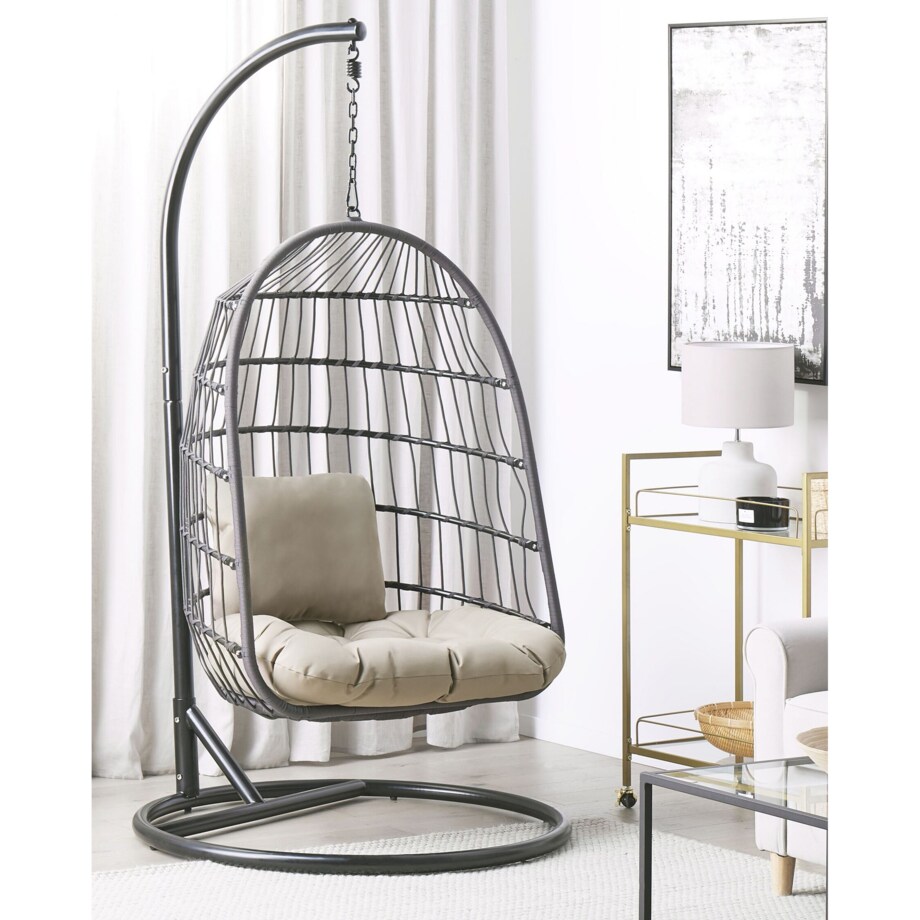 Fotel wiszący ze stojakiem czarny ALLERA