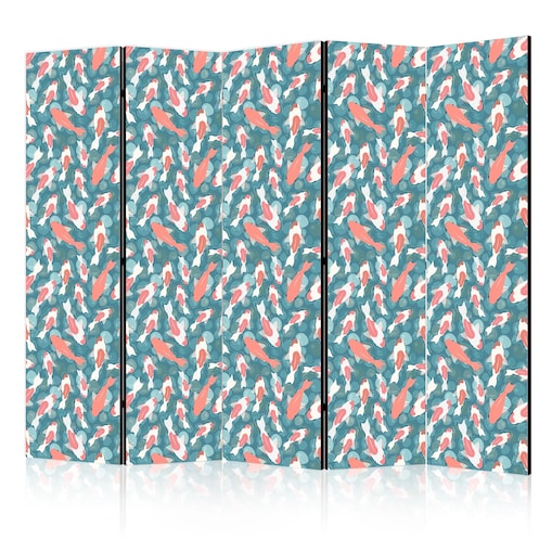 Parawan jednostronny Zwierzęta 225x172 cm 5-częściowy turkusowy