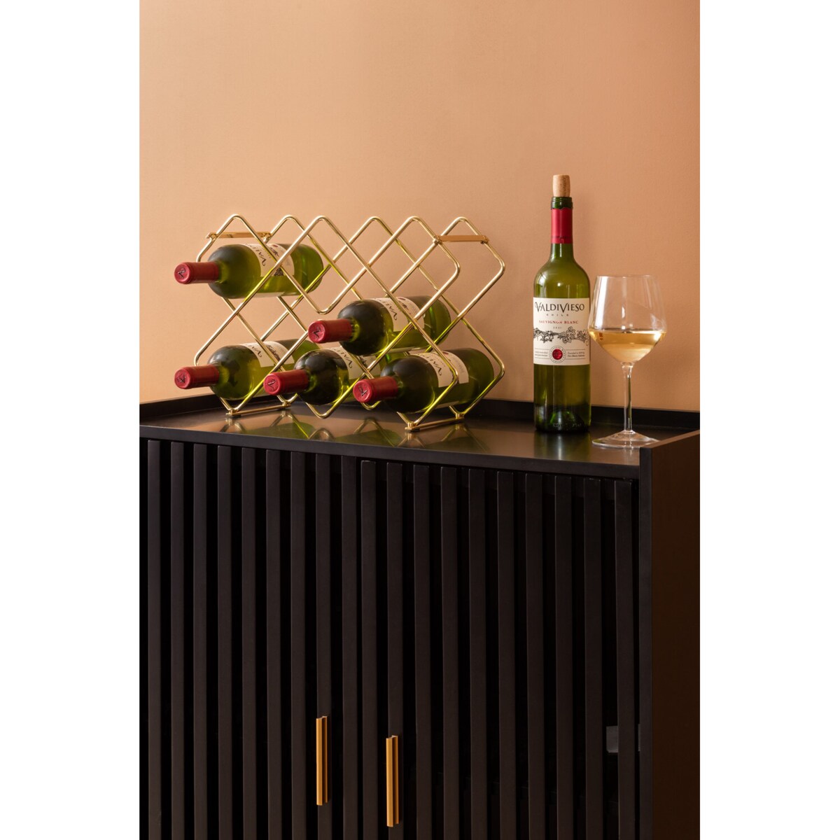 Metalowy stojak na wino DIAMONDS, 40,5 x 27,5 x 15,5 cm