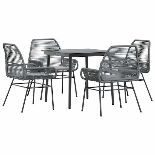 vidaXL 5-częściowy zestaw ogrodowy z poduszkami szary polirattan szkło