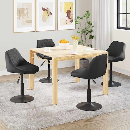 vidaXL Obrotowe krzesła stołowe, 4 szt., czarne, obite aksamitem