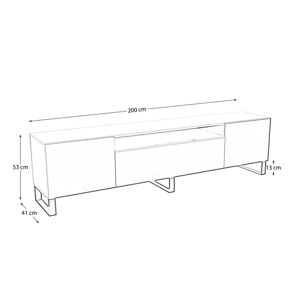 Szafka RTV IGO 200 cm na metalowych nogach, jodełka- artisan+czarny
