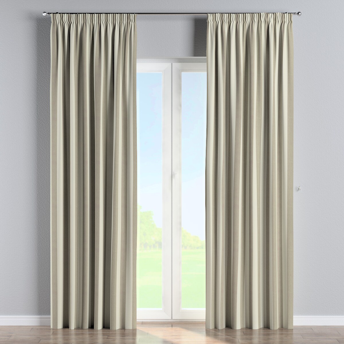 Zasłona na taśmie marszczącej 1 szt. 130x260 beżowo-białe pionowe pasy (5,5cm)