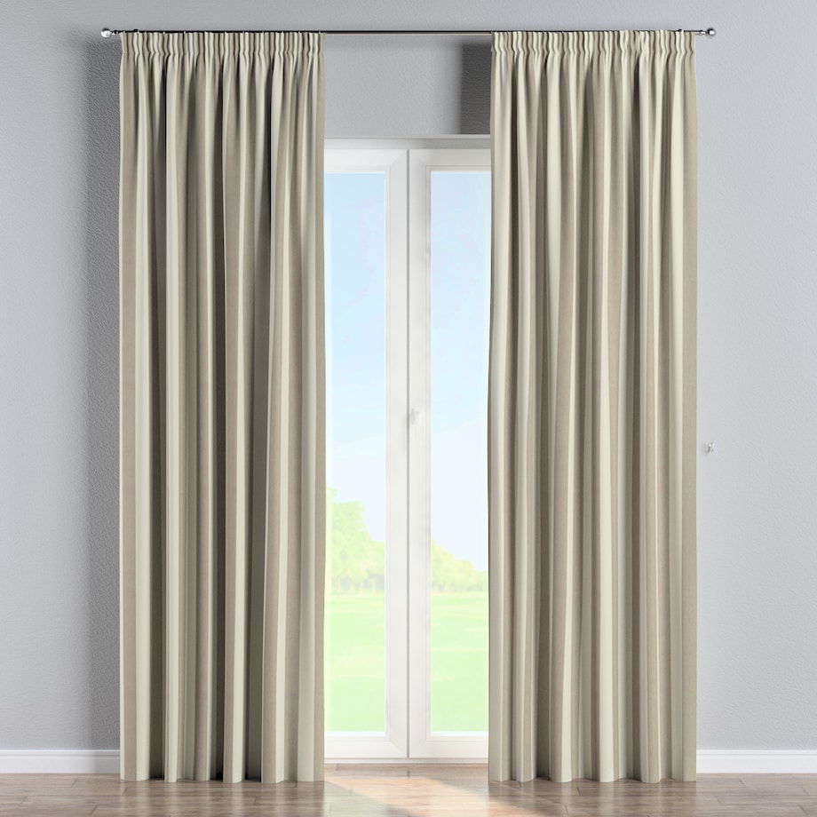 Zasłona na taśmie marszczącej 1 szt. 130x260 beżowo-białe pionowe pasy (5,5cm)