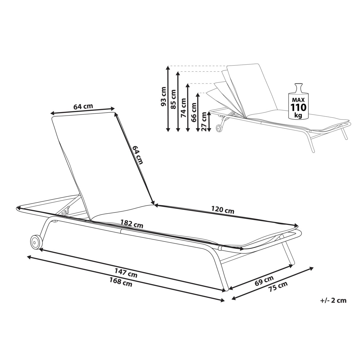 Leżak ogrodowy VOLTERRA Metal Zielony