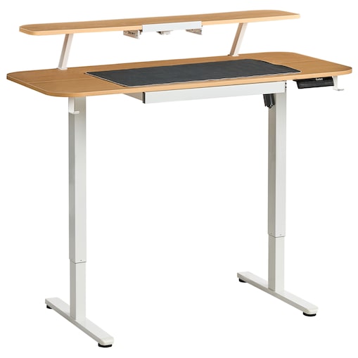 Biurko regulowane elektrycznie WILBANKS Jasny brąz/ biały 120 cm 60 cm Z portem USB