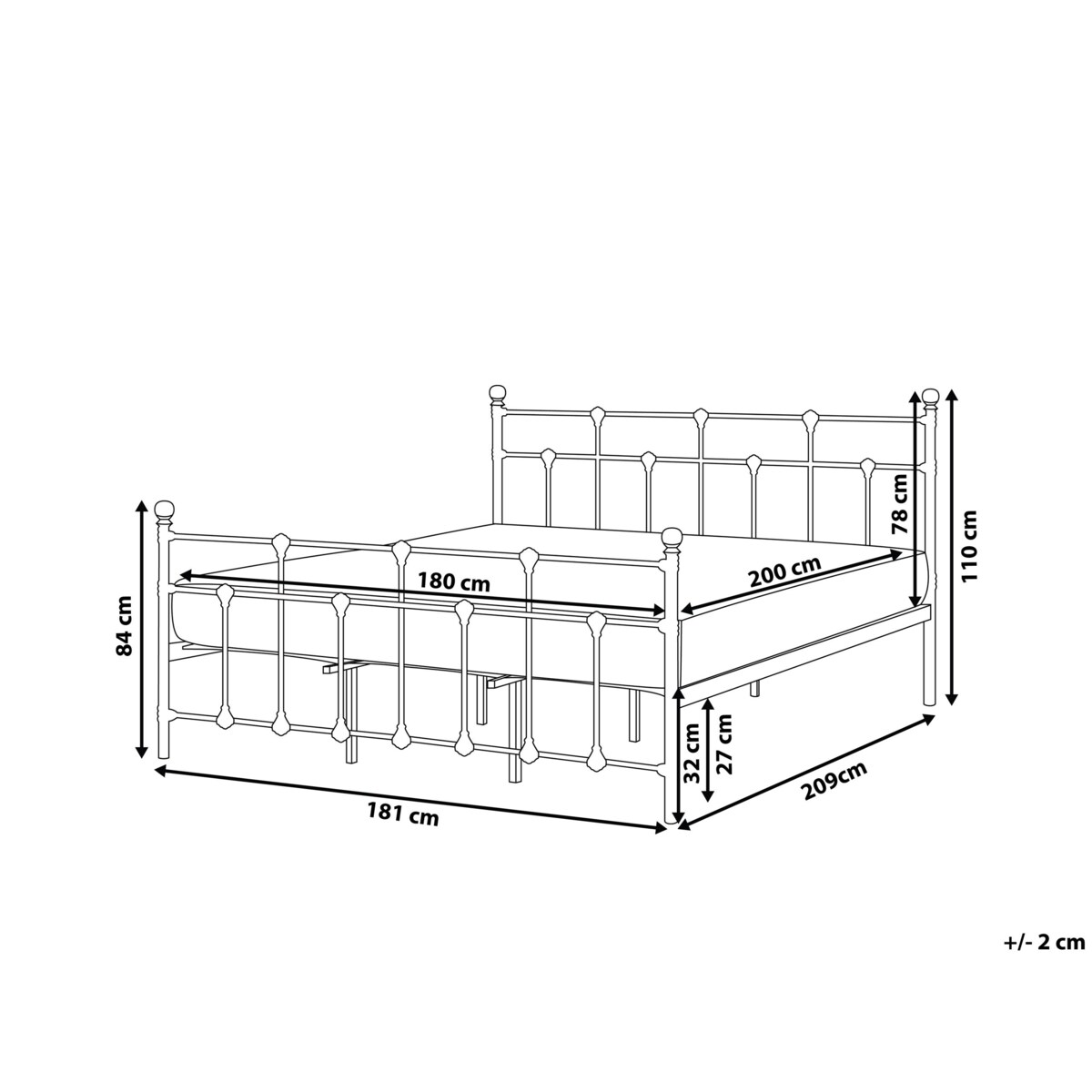 Łóżko metalowe 180 x 200 cm czarne LYNX