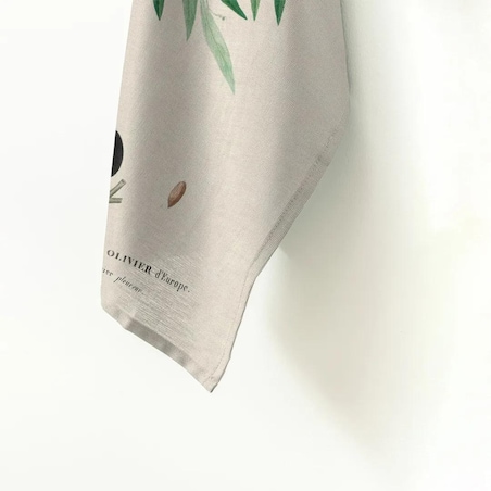 Lniany ręcznik kuchenny - Oliwki