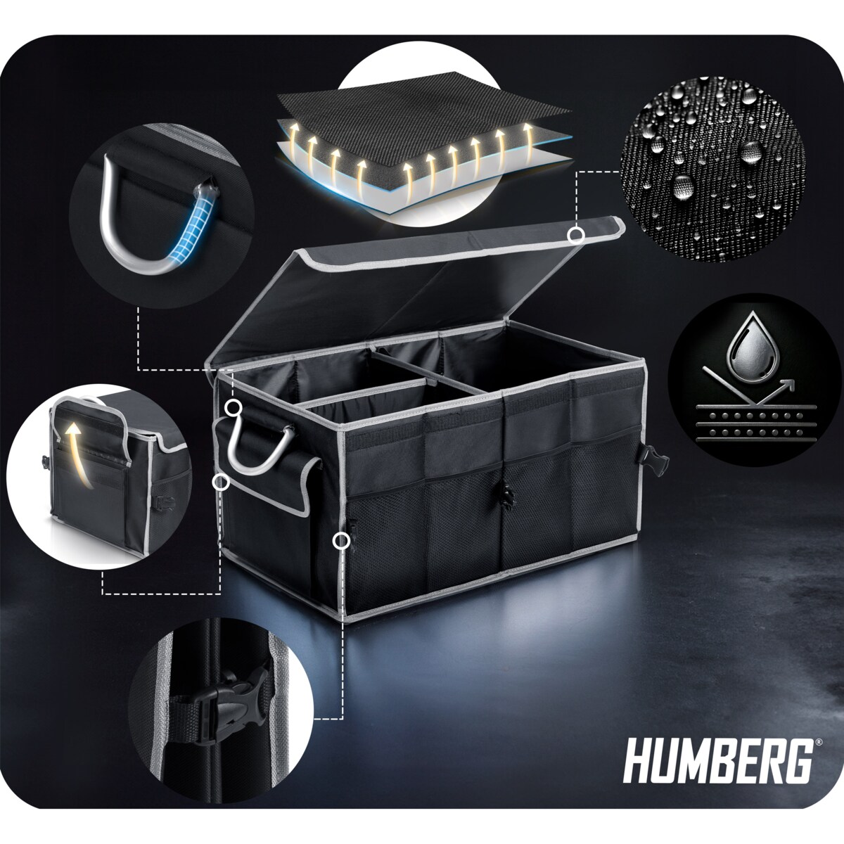 Organizer torba do bagażnika samochodu auta kufer skrzynia na rzepy Humberg