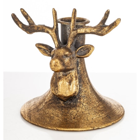 Świecznik metalowy z Jeleniem, 10,5x10,5x9,5 cm