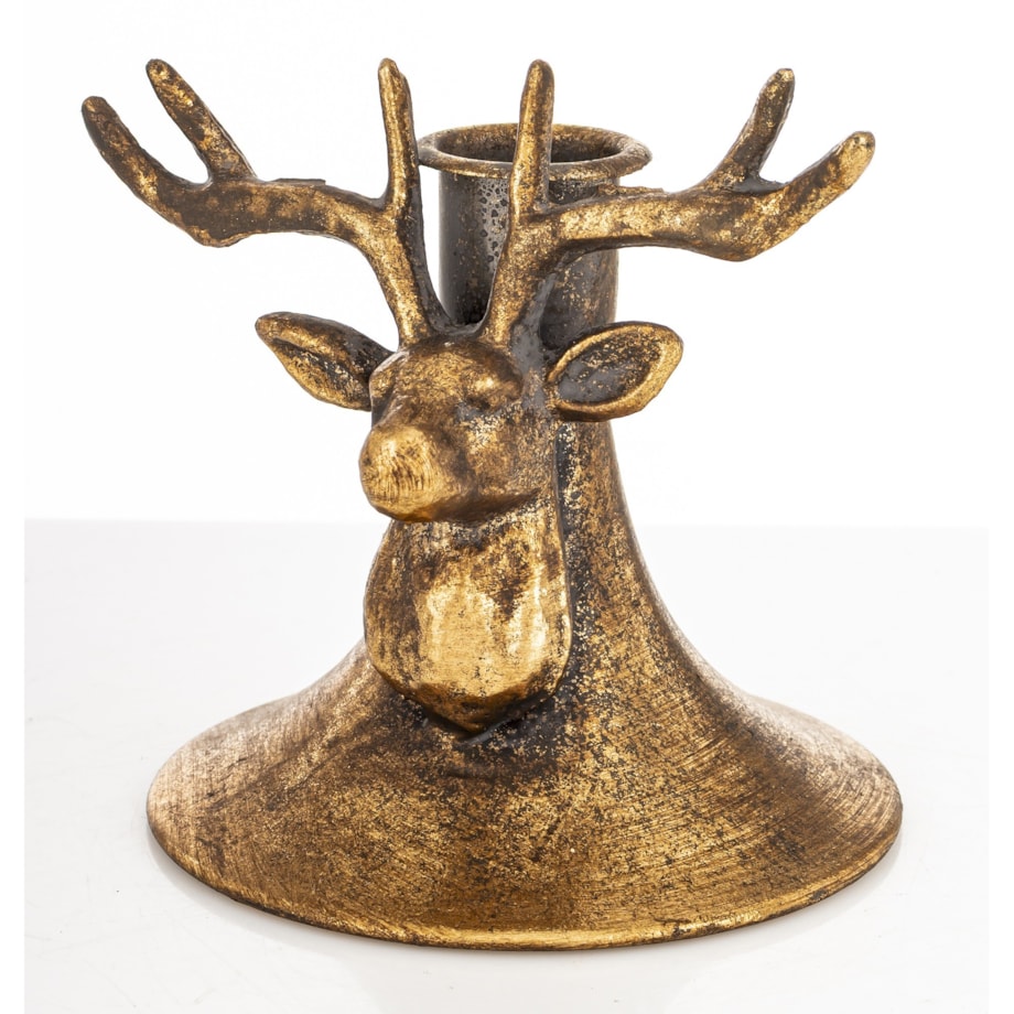 Świecznik metalowy z Jeleniem, 10,5x10,5x9,5 cm