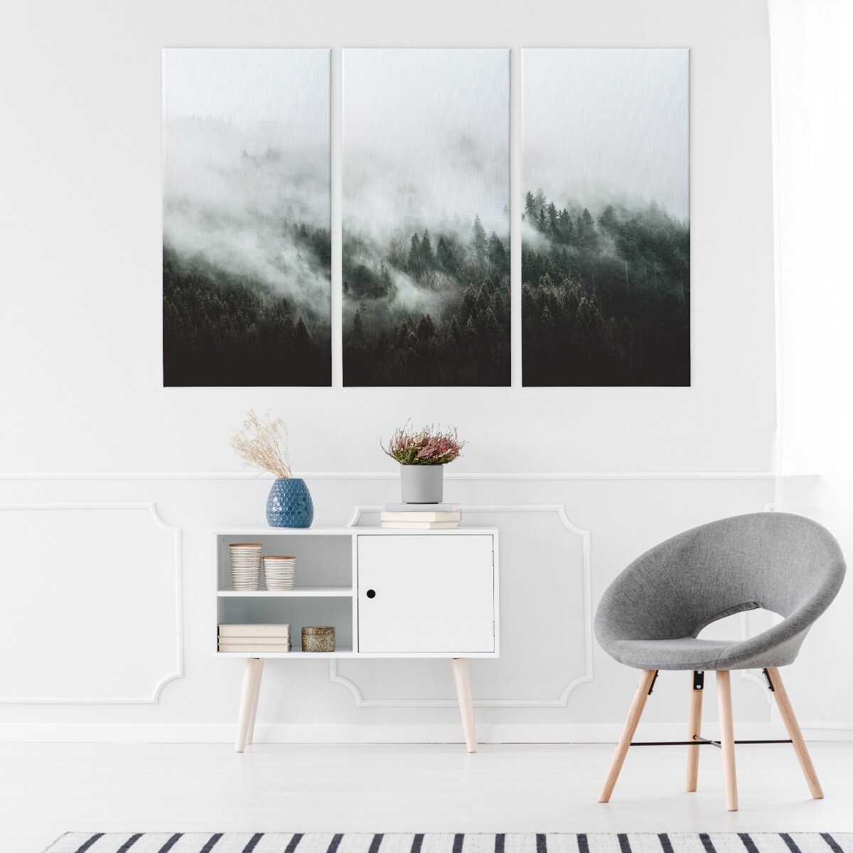 Obraz 3-Częściowy Mglisty Las KRAJOBRAZ 3D 120x80cm