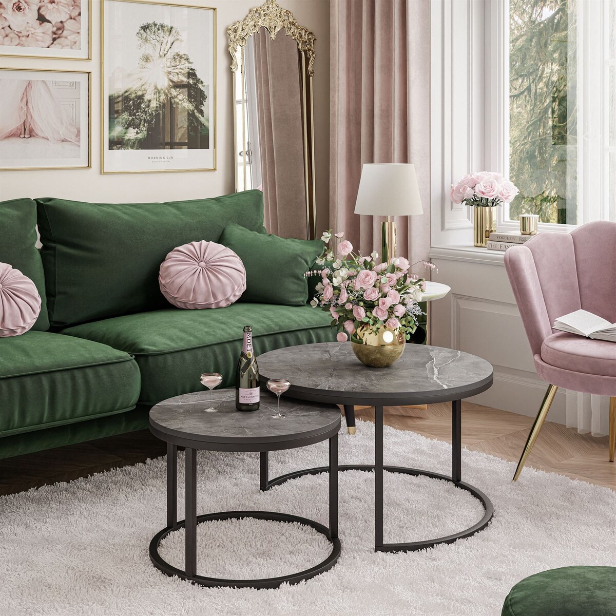 Stolik kawowy CORRIE 2w1 czarny ciemny beton