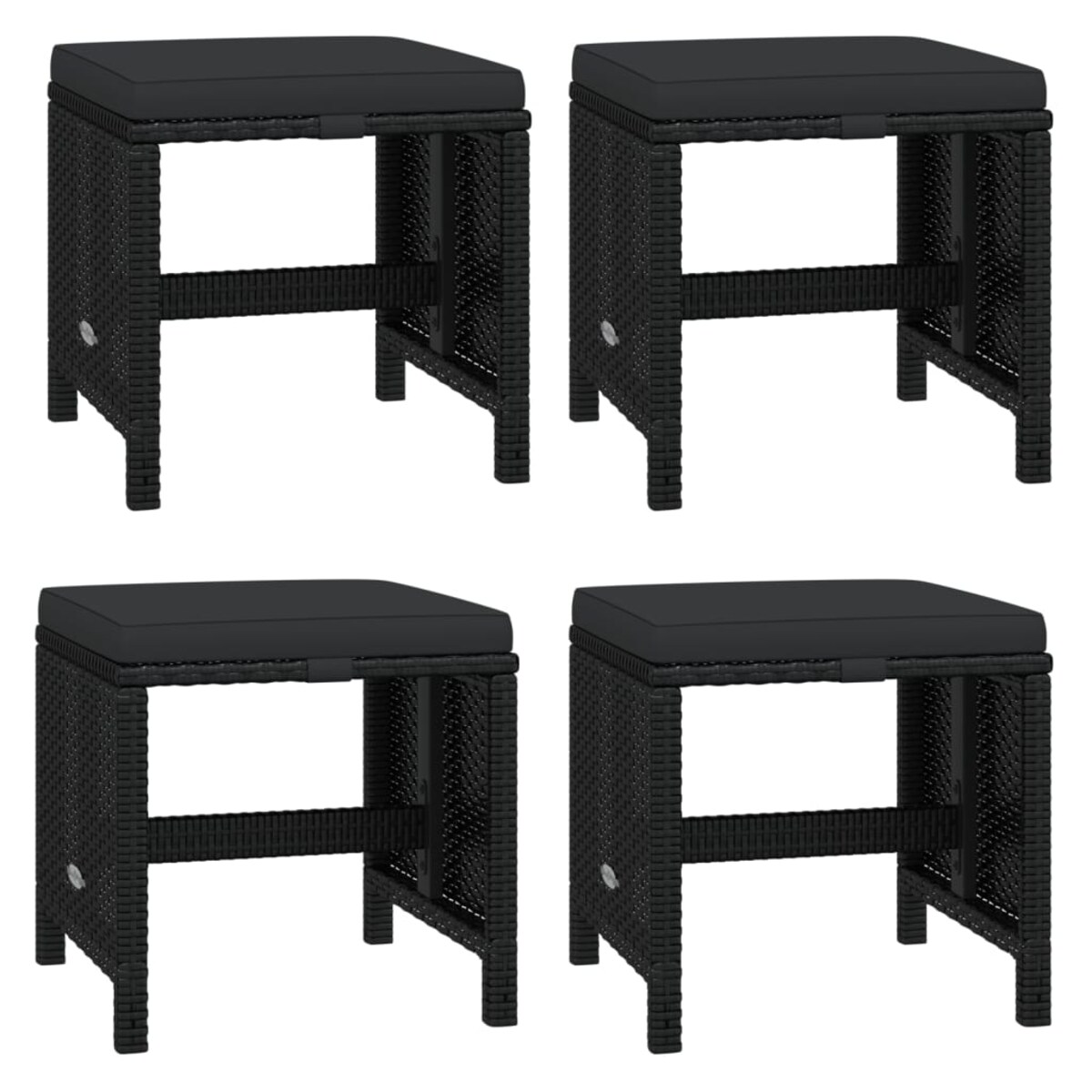 vidaXL 19-cz. zestaw mebli ogrodowych z poduszkami, polirattan, czarny