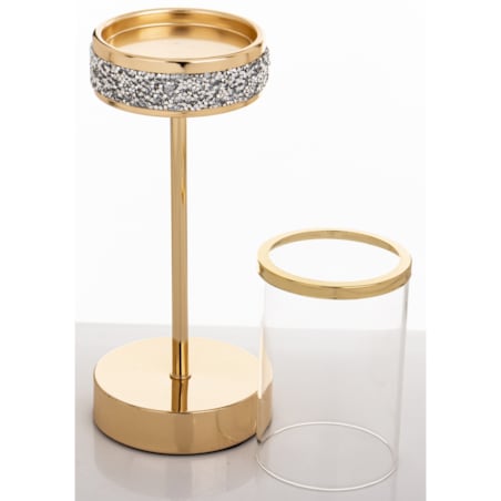 Świecznik złoty z kloszem 34x10 cm NIRAMAL small