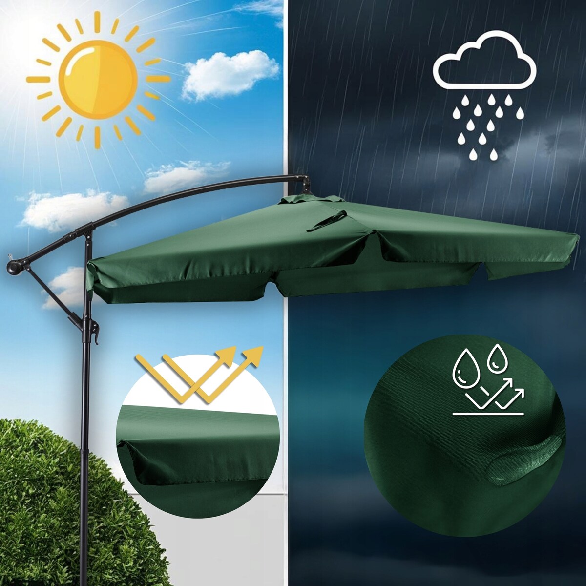 Parasol Ogrodowy Duży Składany na Taras Zielony + POKROWIEC AKRON 300cm
