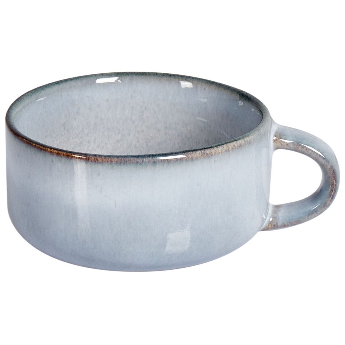 Zestaw 4 filiżanek ze spodkami JUNIPER Kamionka Błękitny