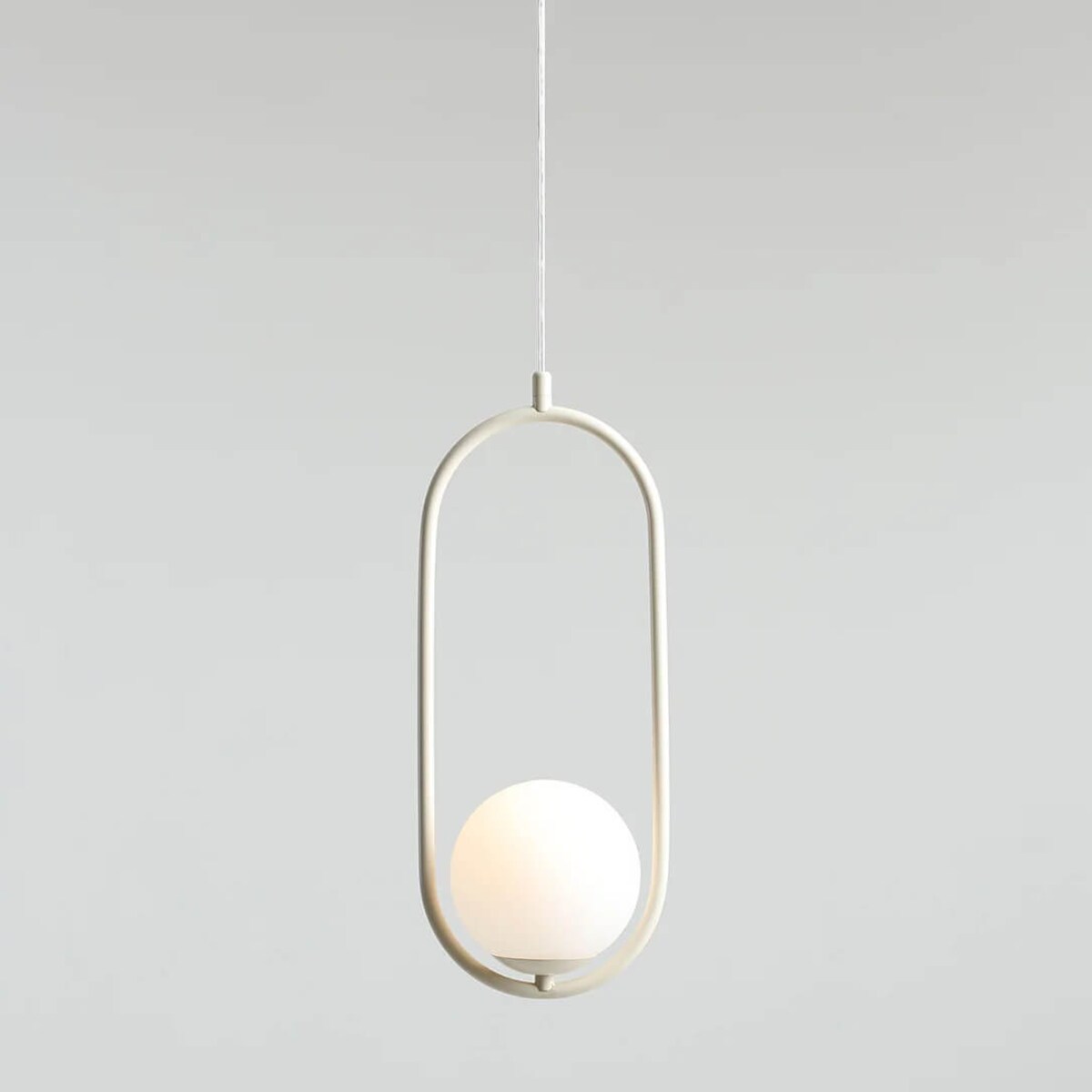 Lampa wisząca kulista Riva 1086G9 Aldex metalowa kremowa biała