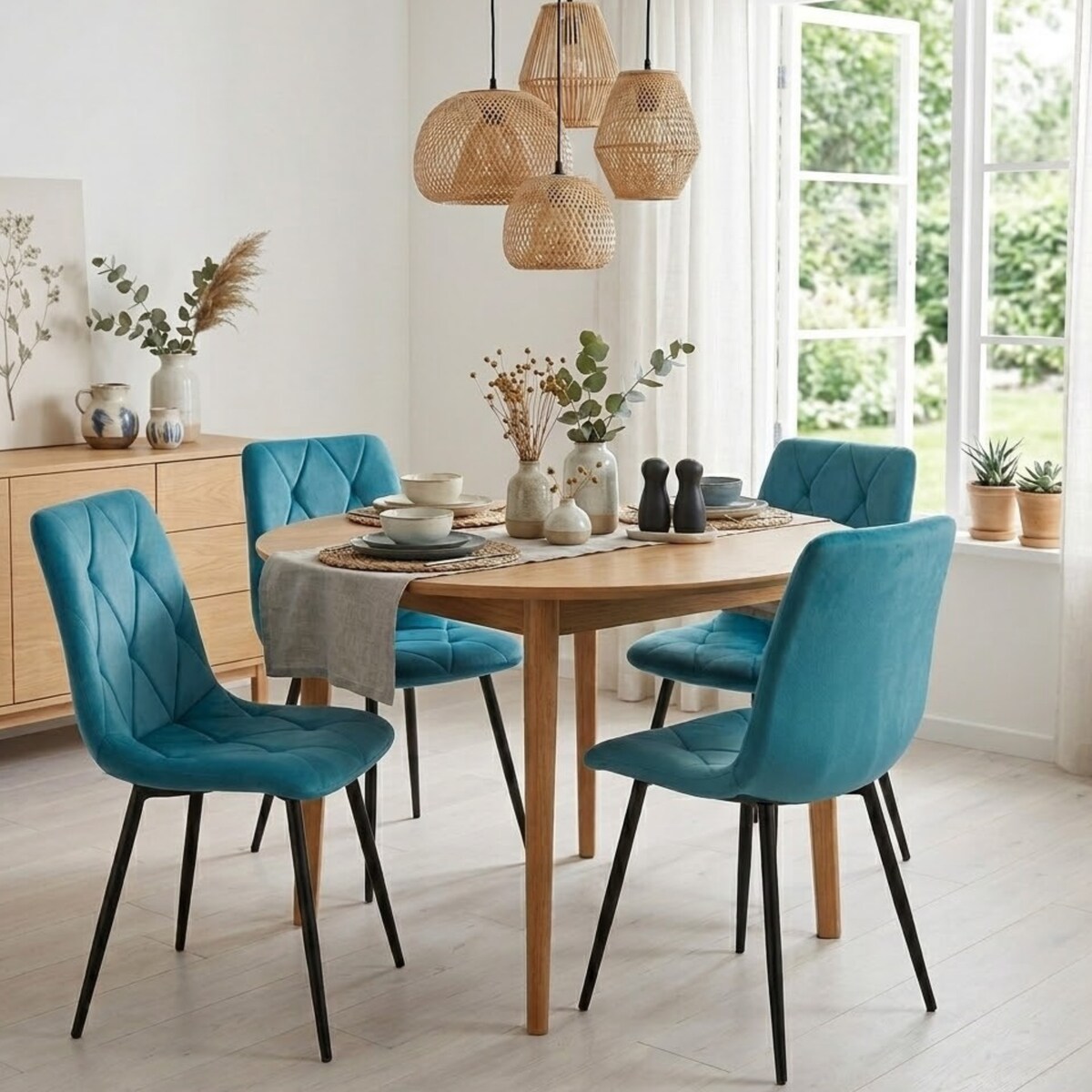 Krzesło tapicerowane welurowe do Jadalni salonu pikowane wygodne