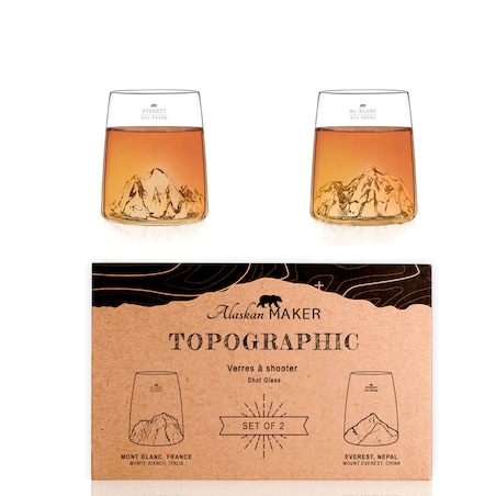 Zestaw 2 kieliszków - Topographic - Mont Blanc & Everest