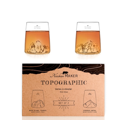 Zestaw 2 kieliszków - Topographic - Mont Blanc & Everest