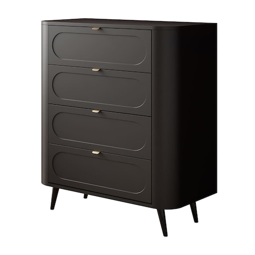 Komoda SHADOW II 4S z szufladami, nóżki skośne czarne