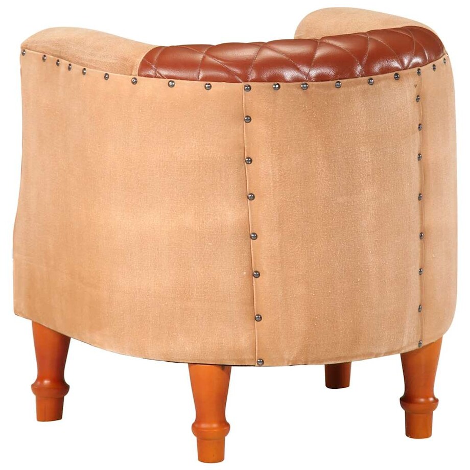 vidaXL Fotel klubowy, brązowy, skóra naturalna i lite drewno mango