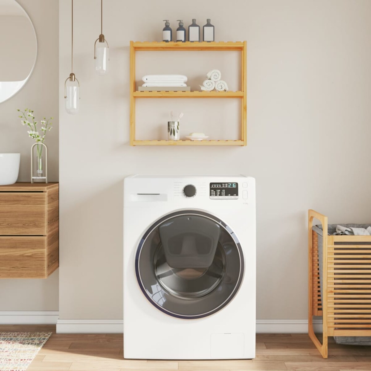 vidaXL Ścienna półka łazienkowa, 3-poziomowa, 60x15x54 cm, bambus