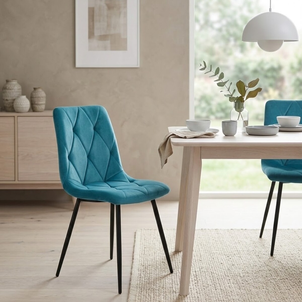 Krzesło tapicerowane welurowe do Jadalni salonu pikowane wygodne