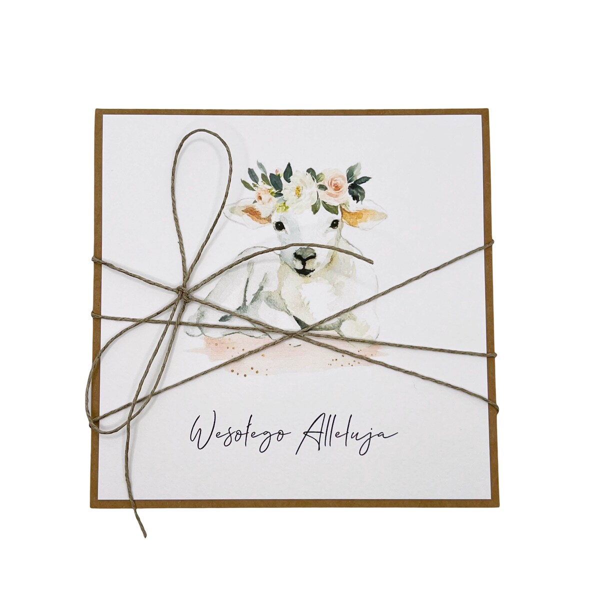 Ręcznie robiona kartka świąteczna wielkanocna na Wielkanoc baranek wielkanocny