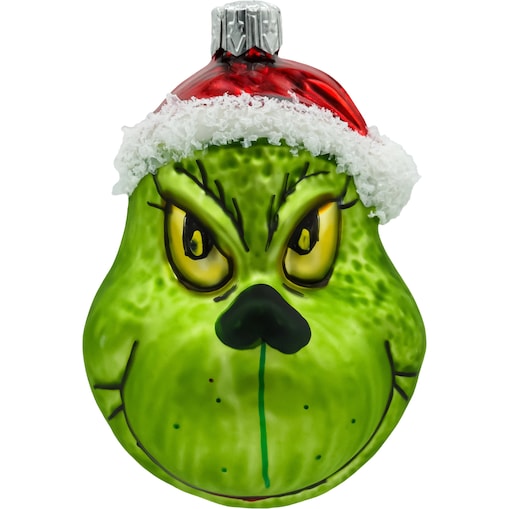Bombka choinkowa: Zielony stwór Grinch w czapce Mikołaja