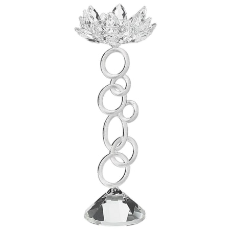 Świecznik szklany 27 cm srebrny OVIEDO