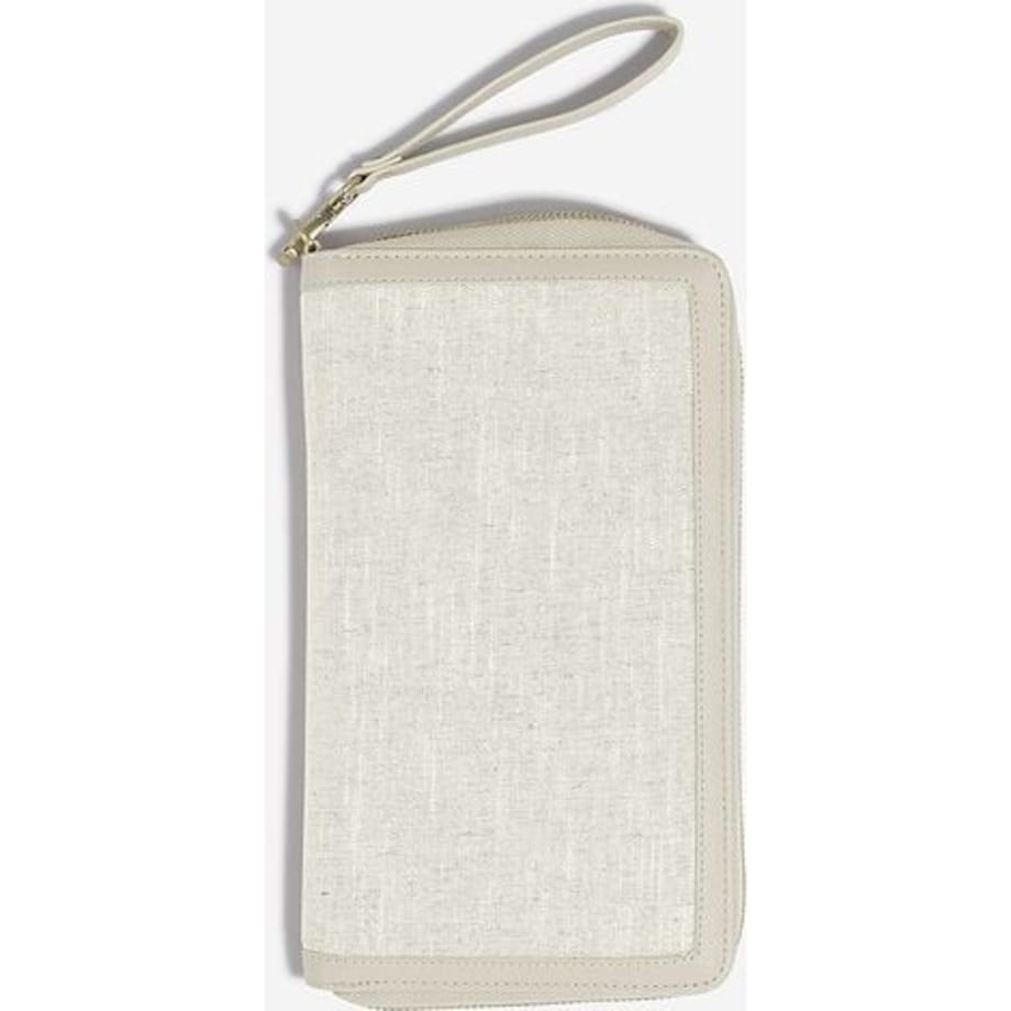 Etui na paszport i karty Stackers jasnobeżowe lniane