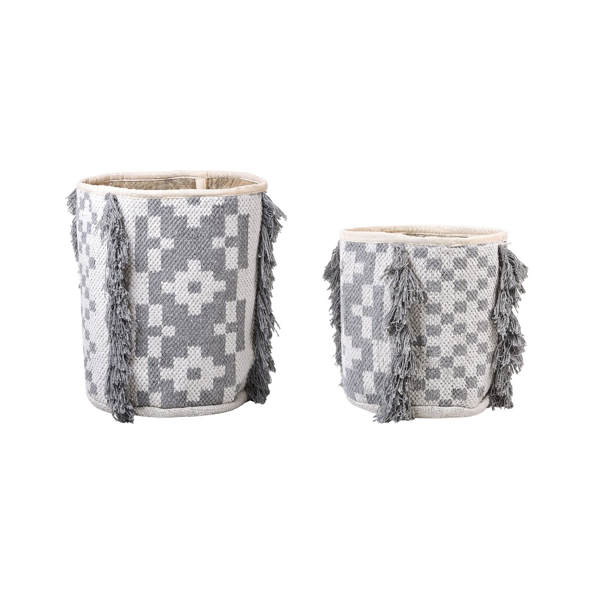Zestaw 2 koszy bawełnianych złamana biel z szarym KALAI