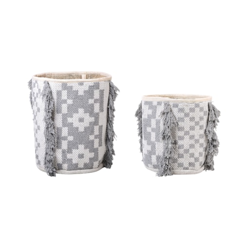 Zestaw 2 koszy bawełnianych złamana biel z szarym KALAI