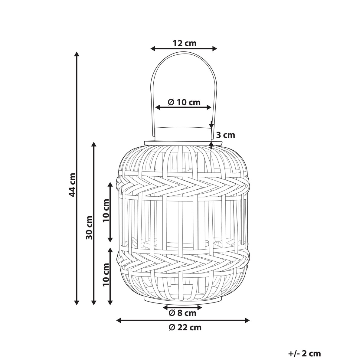 Lampion bambusowy 30 cm czarny BORACAY