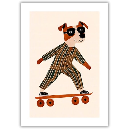 plakat pies na deskorolce 70x100