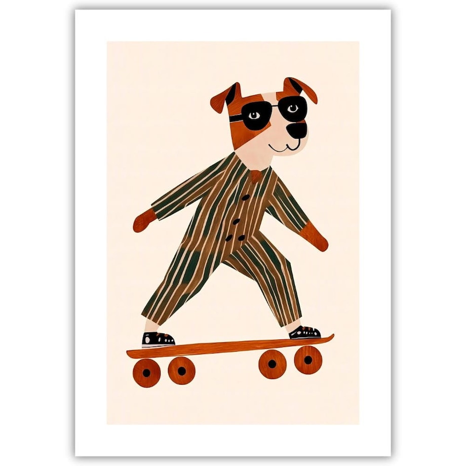 plakat pies na deskorolce 70x100